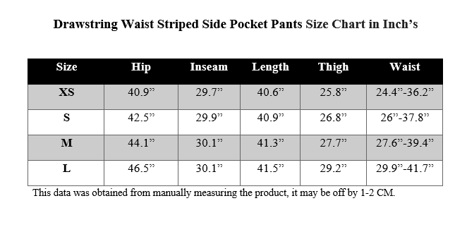 DRAWSTRING WAIST STRIPED SIDE POCKET PANTS