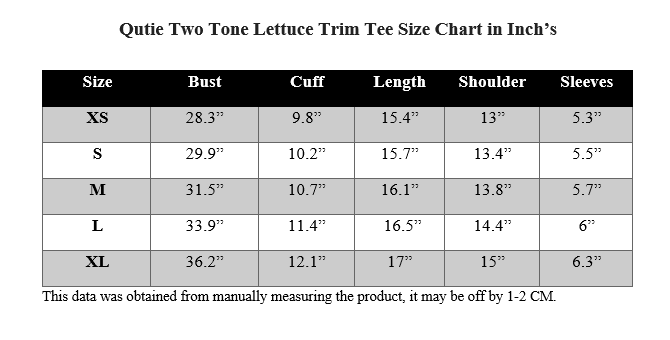 QUTIE TWO TONE LETTUCE TRIM TEE