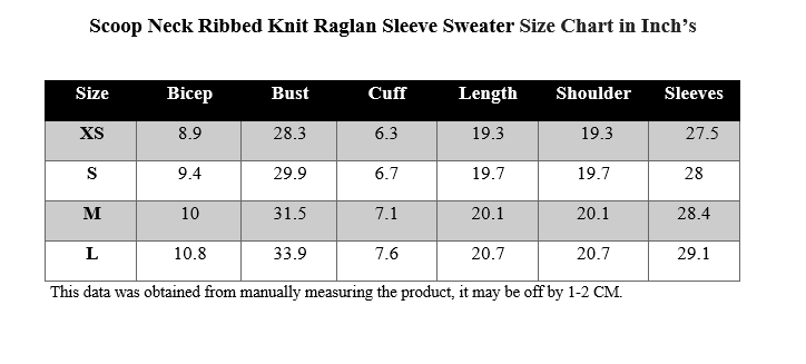 SCOOP NECK RIBBED KNIT RAGLAN SLEEVE TEE