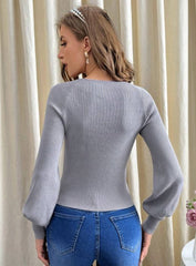 SCOOP NECK RIBBED KNIT RAGLAN SLEEVE TEE