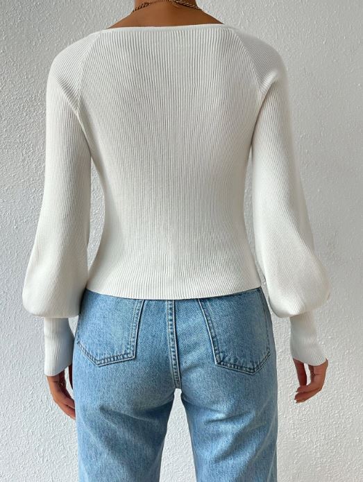 SCOOP NECK RIBBED KNIT RAGLAN SLEEVE TEE