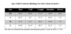 BLACK AND WHITE 2PCS SOLID CONTRAST BINDING TEE