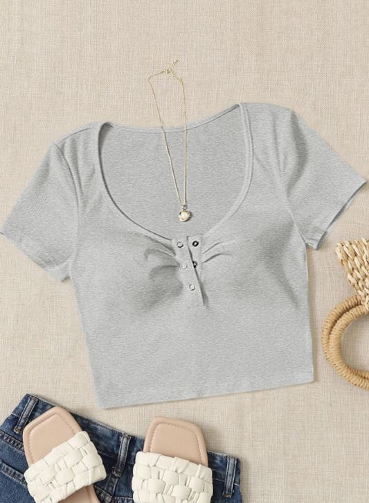 PRESS BUTTON HALF PLACKET TEE
