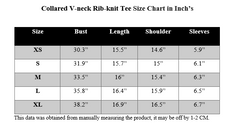 COLLARED V-NECK RIB-KNIT TEE