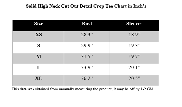 SOLID HIGH NECK CUT OUT DETAIL CROP TEE