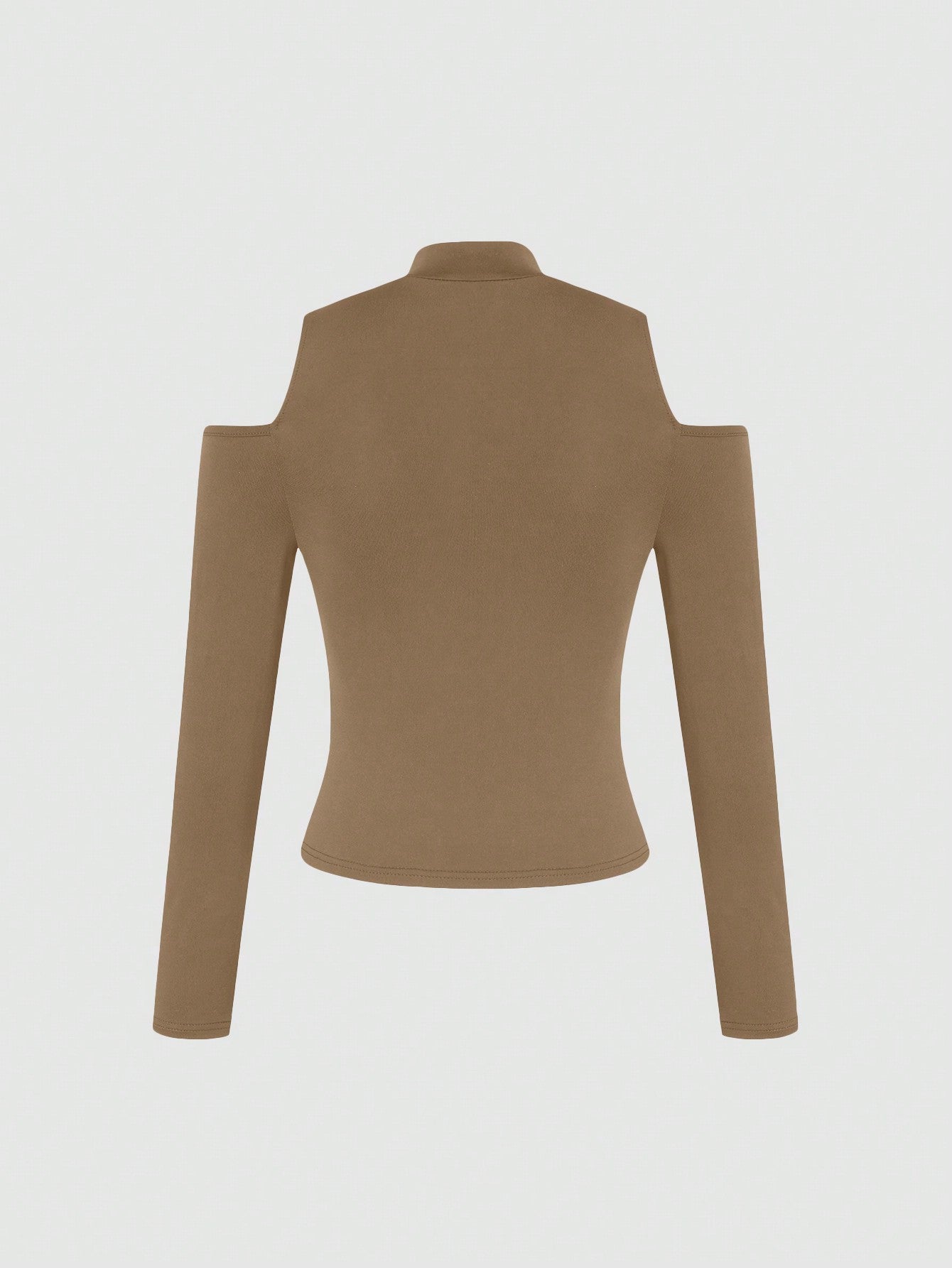 SOLID HIGH NECK CUT OUT DETAIL CROP TEE
