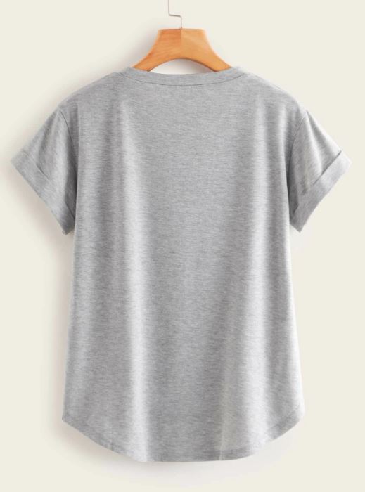 ROLLED CUFF CURVED TEE