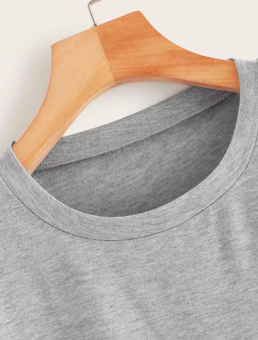 ROLLED CUFF CURVED TEE