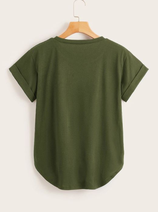 ROLLED CUFF CURVED TEE