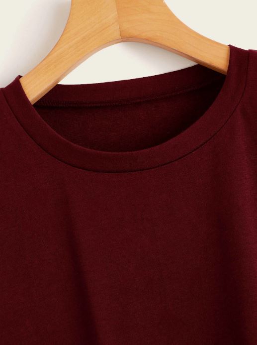 ROLLED CUFF CURVED TEE