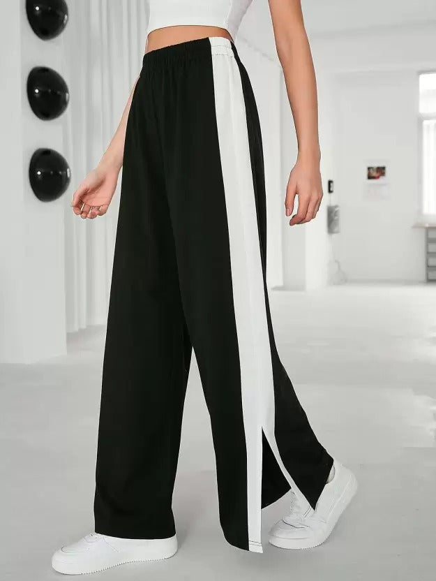 CONTRAST SIDE SEAM SPLIT HEM SWEATPANTS