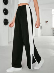 CONTRAST SIDE SEAM SPLIT HEM SWEATPANTS