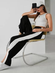 CONTRAST SIDE SEAM SPLIT HEM SWEATPANTS
