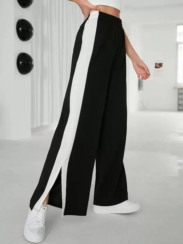 CONTRAST SIDE SEAM SPLIT HEM SWEATPANTS