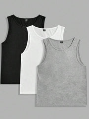BLACK 3PCS MEN'S VEST TOP