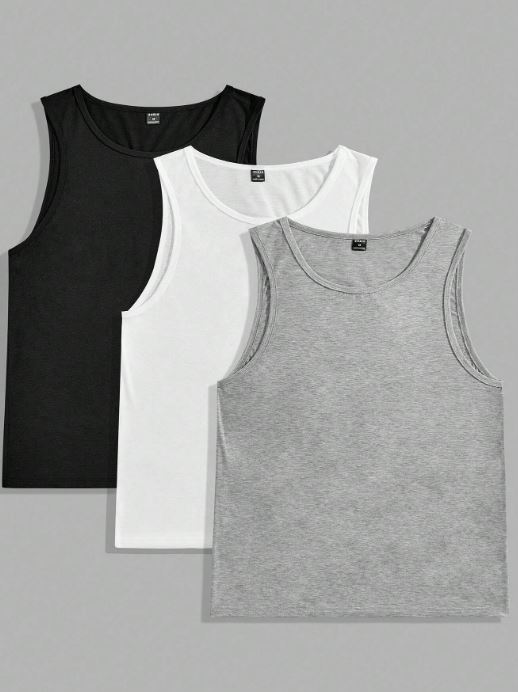 BLACK 3PCS MEN'S VEST TOP