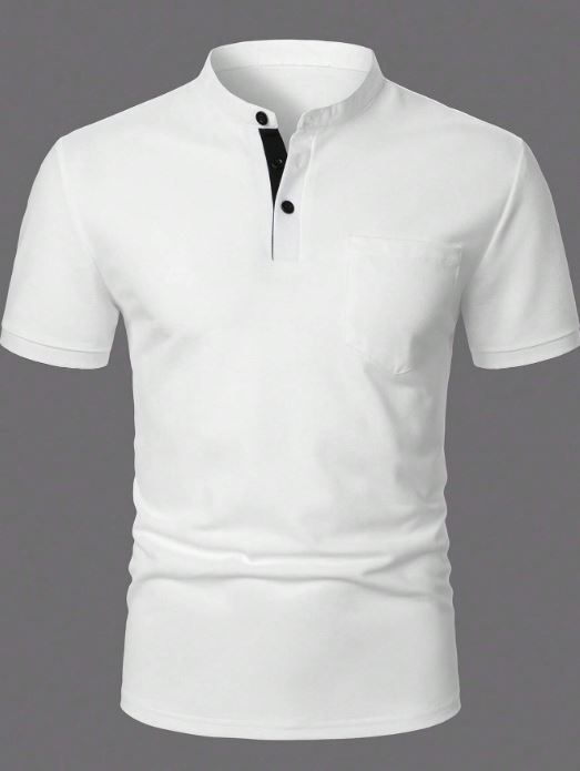 MEN'S SHORT SLEEVE POLO SHIRT WITH STAND COLLAR