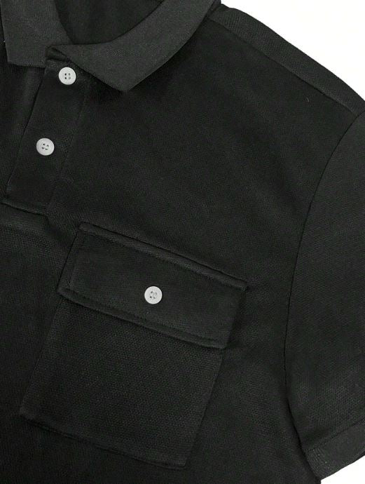 MEN'S SOLID COLOR SHORT-SLEEVE POLO SHIRT
