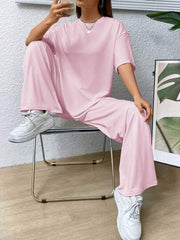 DROP SHOULDER TEE & WIDE LEG TROUSERS