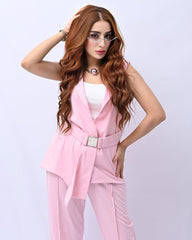 Women ASYMMETRICAL HEM PEAK LAPEL WAISTCOAT SUIT