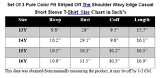 MULTICOLOR TEEN GIRL SET OF 3 PURE COLOR PIT STRIPED OFF SHOULDER