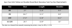BLACK AND WHITE 2PCS TEEN GIRLS'HOLLOW OUT SHOULDER TANK TOP