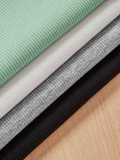 4PCS MULTICOLOR KNITTED SOLID COLOR SLIM FIT SLEEVELESS TANK TOP