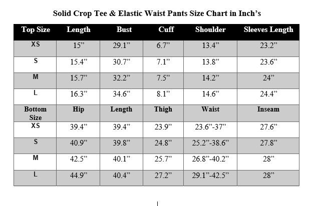 SOLID CROP TEE & ELASTIC WAIST PANTS