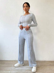 SOLID CROP TEE & ELASTIC WAIST PANTS