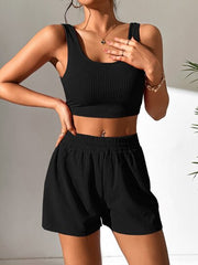 RIBBED KNIT TANK TOP & SHORTS