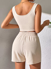 RIBBED KNIT TANK TOP & SHORTS