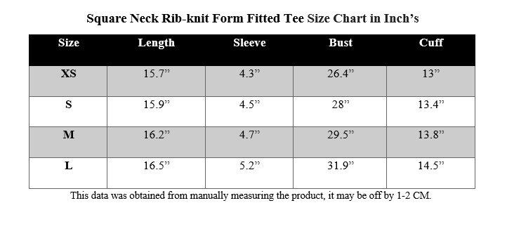 SQUARE NECK RIB-KNIT FORM FITTED CROP TEE