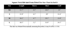SQUARE NECK RIB-KNIT FORM FITTED CROP TEE