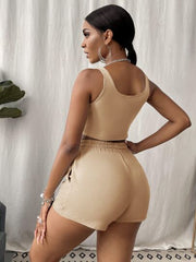 SLAYR SOLID TANK TOP & DRAWSTRING WAIST SHORTS SET