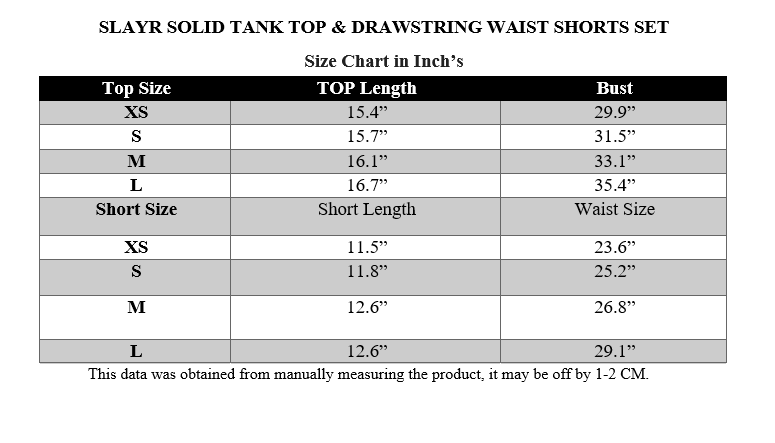 SLAYR SOLID TANK TOP & DRAWSTRING WAIST SHORTS SET