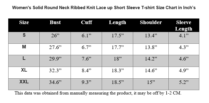 Solid Round Neck Ribbed Knit  Short Sleeve T-Shirt
