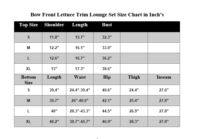 BOW FRONT LETTUCE TRIM LOUNGE SET