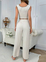 BOW FRONT LETTUCE TRIM LOUNGE SET