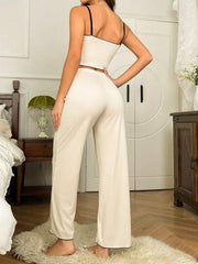 COLOR BLOCK KNITTED RIBBED LOUNGE SET