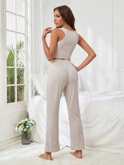 SOLID TANK TOP & FLARE LEG TROUSERS PJ SET