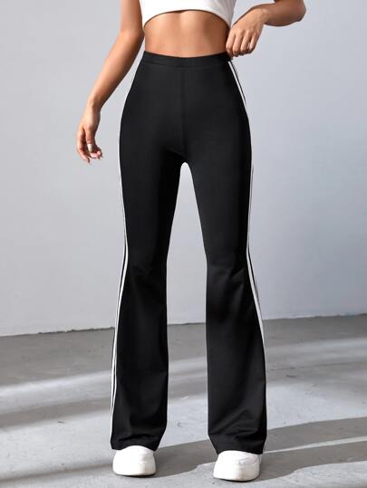 STRIPED TAPE FLARE LEG TROUSERS