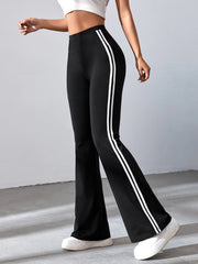 STRIPED TAPE FLARE LEG TROUSERS