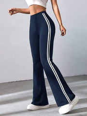 STRIPED TAPE FLARE LEG TROUSERS