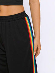 RAINBOW STRIPED TAPE SIDE FLARE LEG TROUSERS
