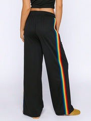 RAINBOW STRIPED TAPE SIDE FLARE LEG TROUSERS