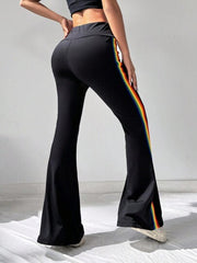HIGH WAIST FLARE PANTS WITH RAINBOW SIDE STRIPES