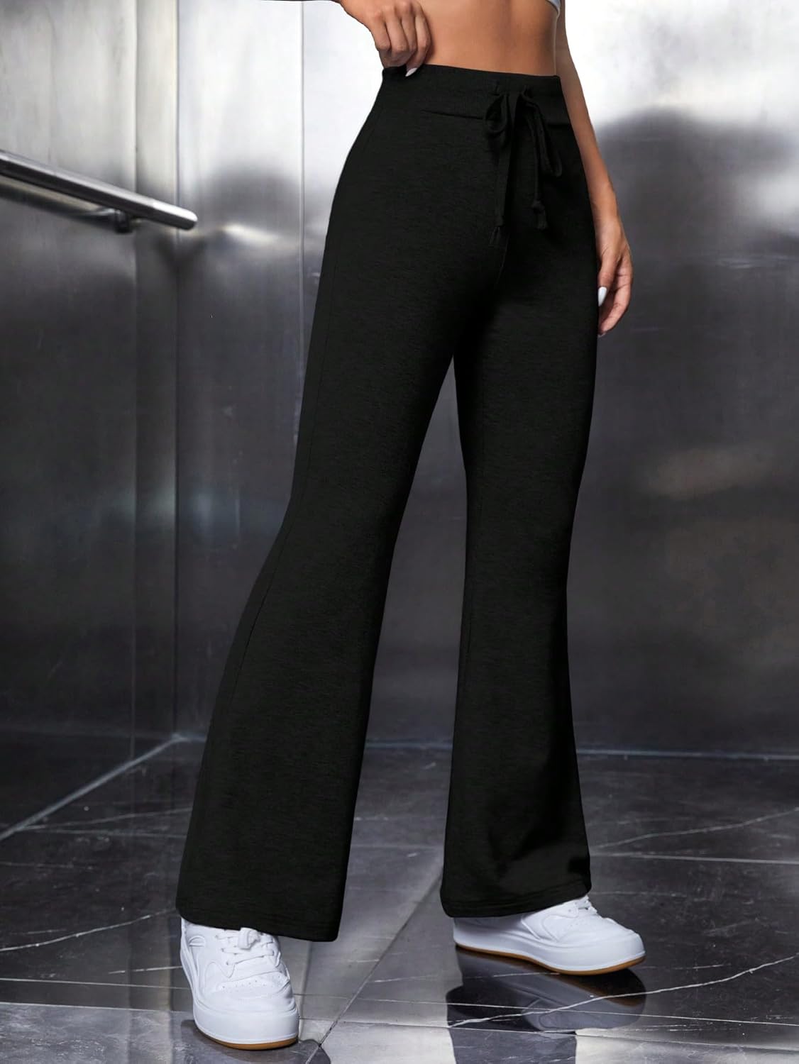 DRAWSTRING WAIST FLARE TROUSER