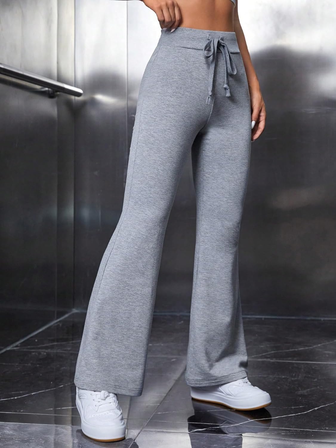 DRAWSTRING WAIST FLARE TROUSER