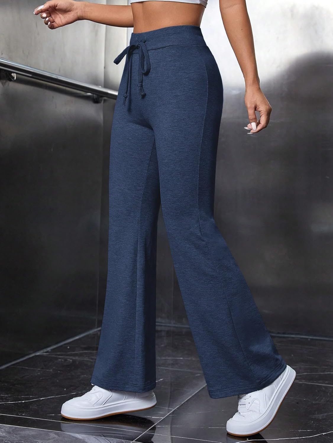 DRAWSTRING WAIST FLARE TROUSER