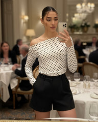 ASYMMETRIC POLKA DOT TOP